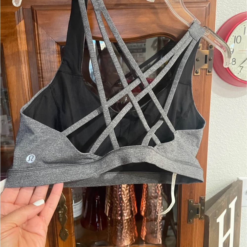 lululemon athletica Heather Grey Strappy Sports Bra